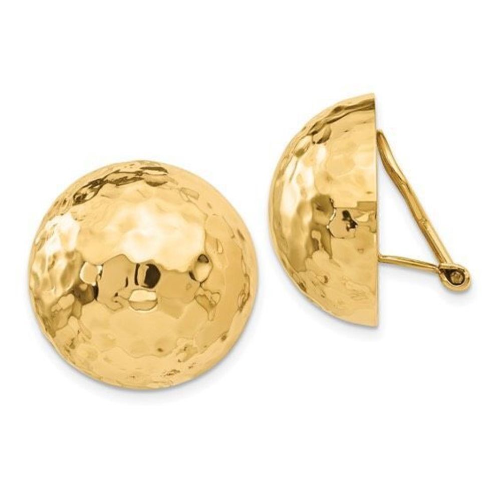 14k Omega Clip 20mm Hammered Non-pierced Earrings
